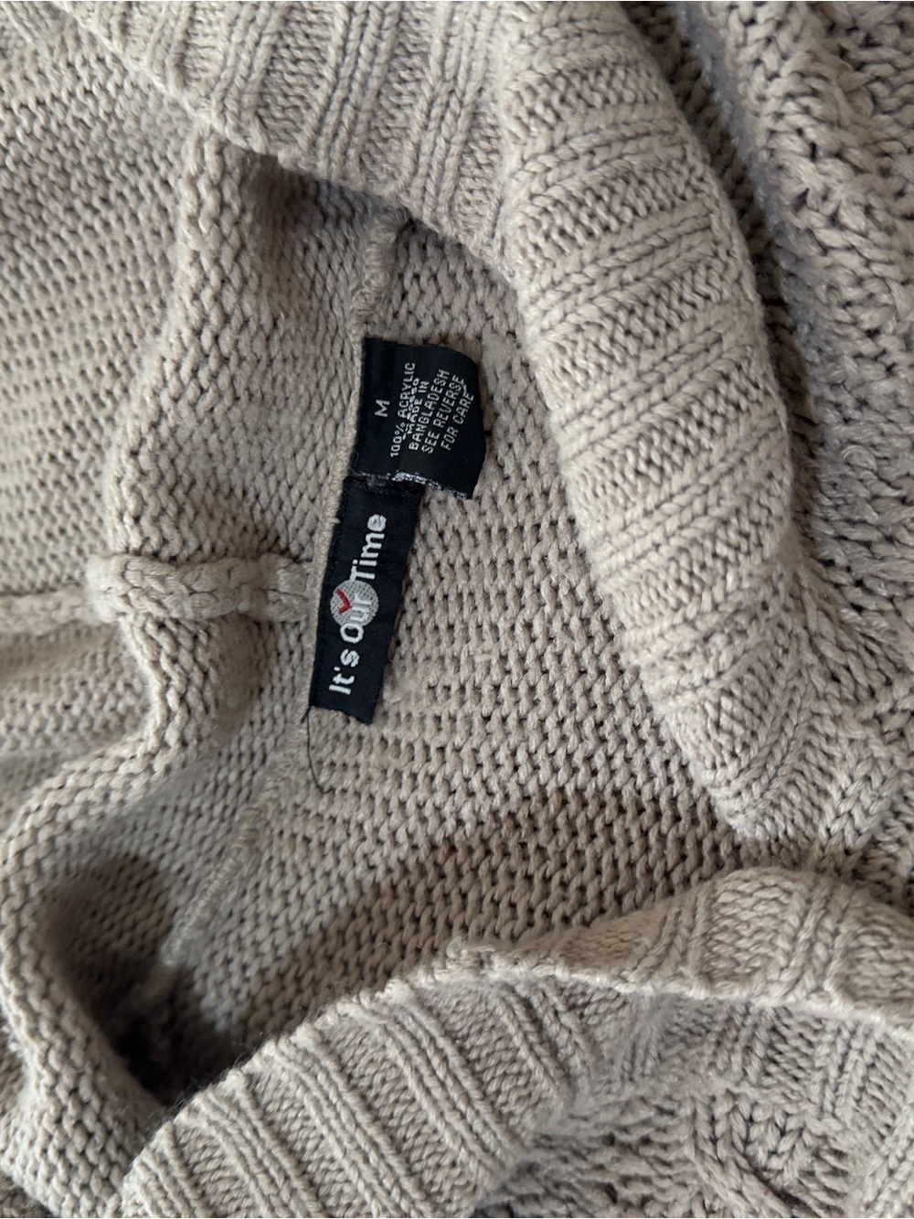 Y2K Women's Hooded Button-Front Knit Cardigan Sweater - Taupe - Picture 3 of 9